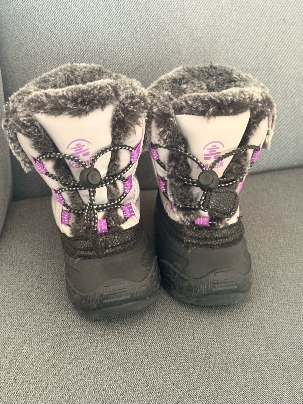 Kamir Kids Winter Snow Boots with Faux Fur - Black, Gray & Lavender